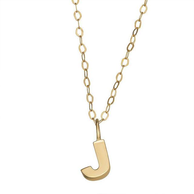 10K Gold Initial Pendant on 14K Gold Filled Chain, Womens B Product Image