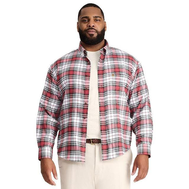 Big & Tall Mens IZOD Flannel Button Down Shirt Red Wine Product Image