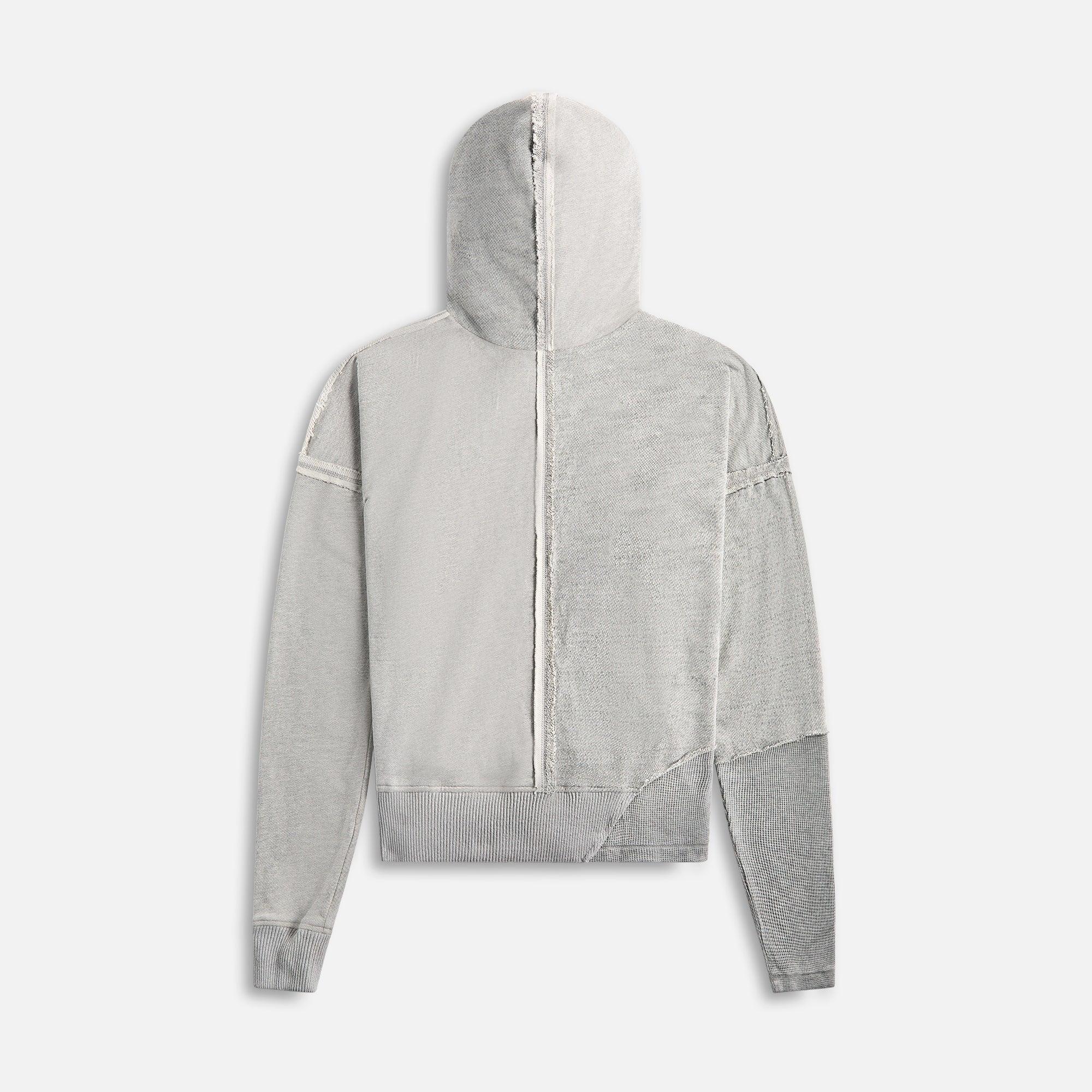 Greg Lauren Mixed Heather Ribbed Hoodie - Grey Male Product Image