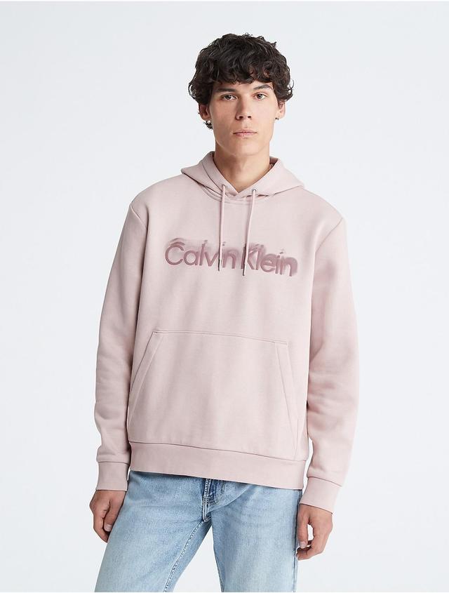 Calvin Klein Mens Faded Logo Fleece Hoodie - Grey - M Product Image