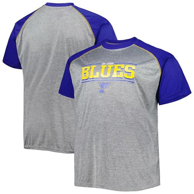 Mens Heather Gray St. Louis Blues Big & Tall Logo Raglan T-Shirt Product Image