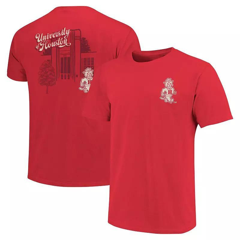 Mens Red Houston Cougars Mascot Scenery Premium T-Shirt Product Image