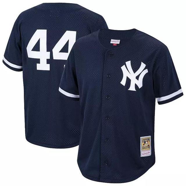 Mens Mitchell & Ness Reggie Jackson New York Yankees Cooperstown Collection Mesh Batting Practice Button-Up Jersey Blue Product Image