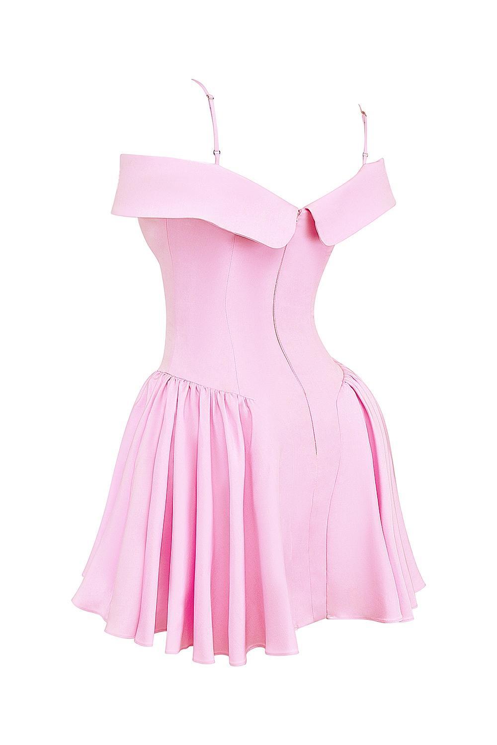 Elida Cotton Candy Twill Off Shoulder Mini Dress Product Image