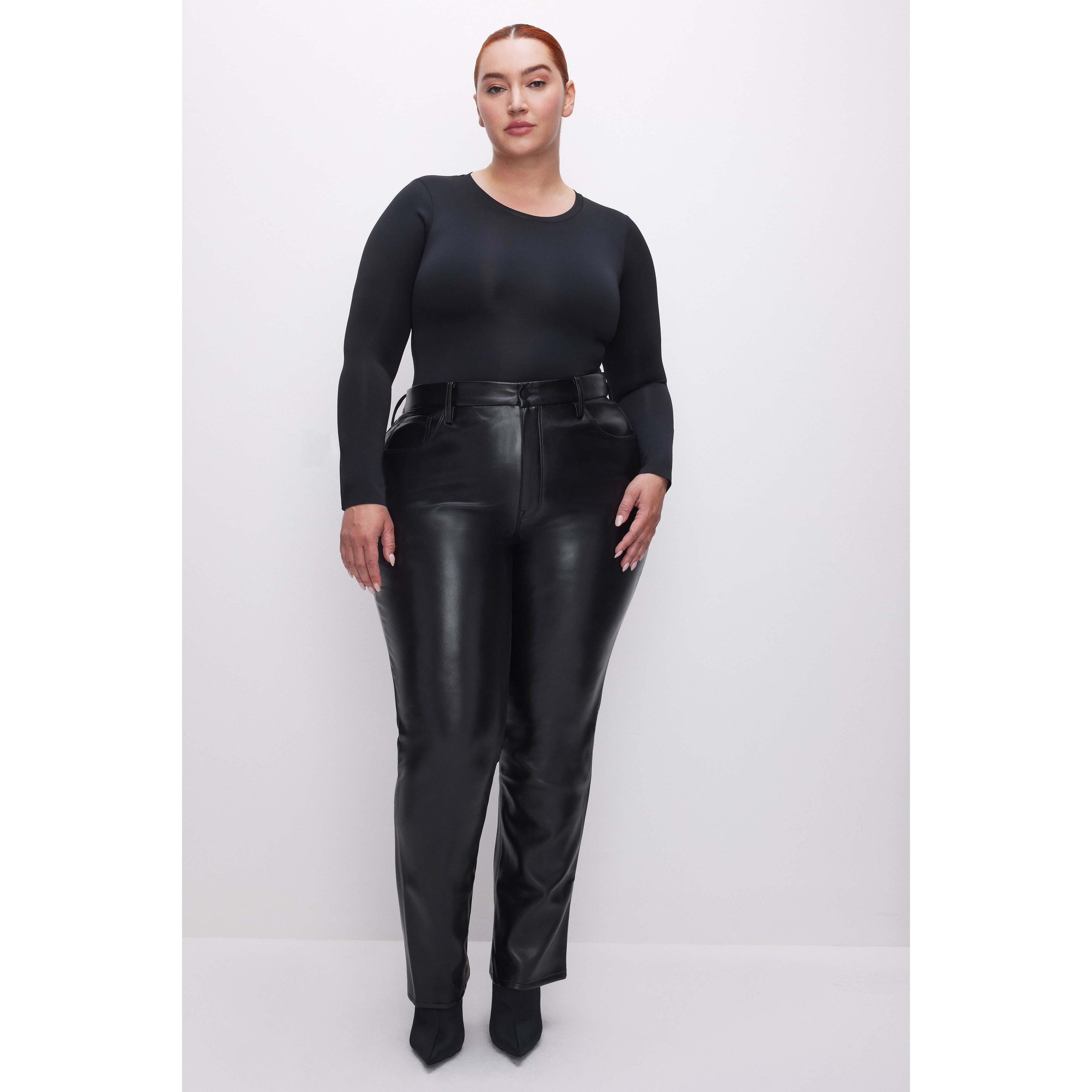 Womens Good Icon Vegan Leather Pants | Black, Size 30 Plus | Good American by Khlo Kardashian Product Image