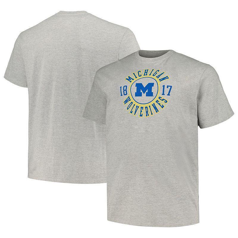 Mens Champion Heather Gray Michigan Wolverines Big & Tall Circle Logo T-Shirt Product Image