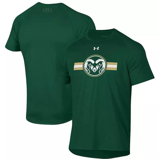 Mens Under Armour Green Colorado State Rams Logo Stripe Performance Raglan T-Shirt Product Image