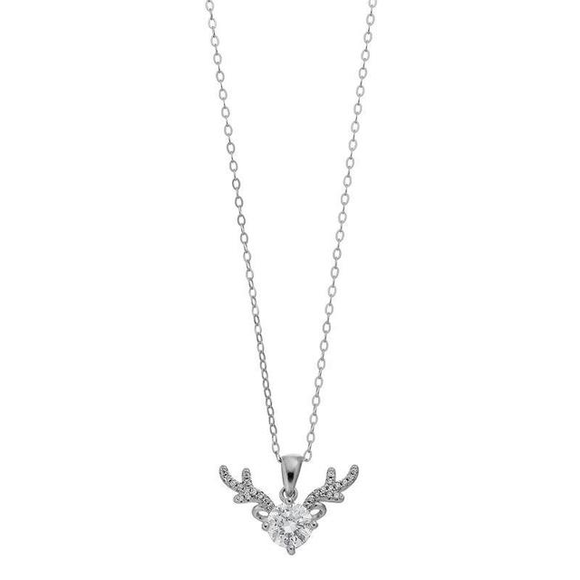 Stella Valentino Sterling Silver Lab Created Moissanite Pave Antler Pendant Layering Necklace, Womens Product Image