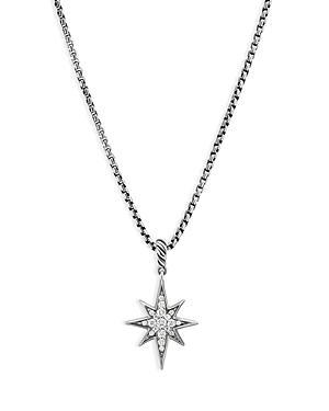 David Yurman Sterling Silver Cable Collectibles North Star Pendant Necklace with Diamonds, 17 Product Image