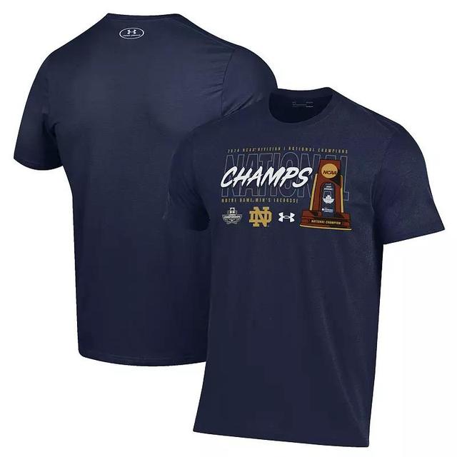 Mens Under Armour Notre Dame Fighting Irish 2024 NCAA Mens Lacrosse National Champions Trophy T-Shirt Blue Product Image