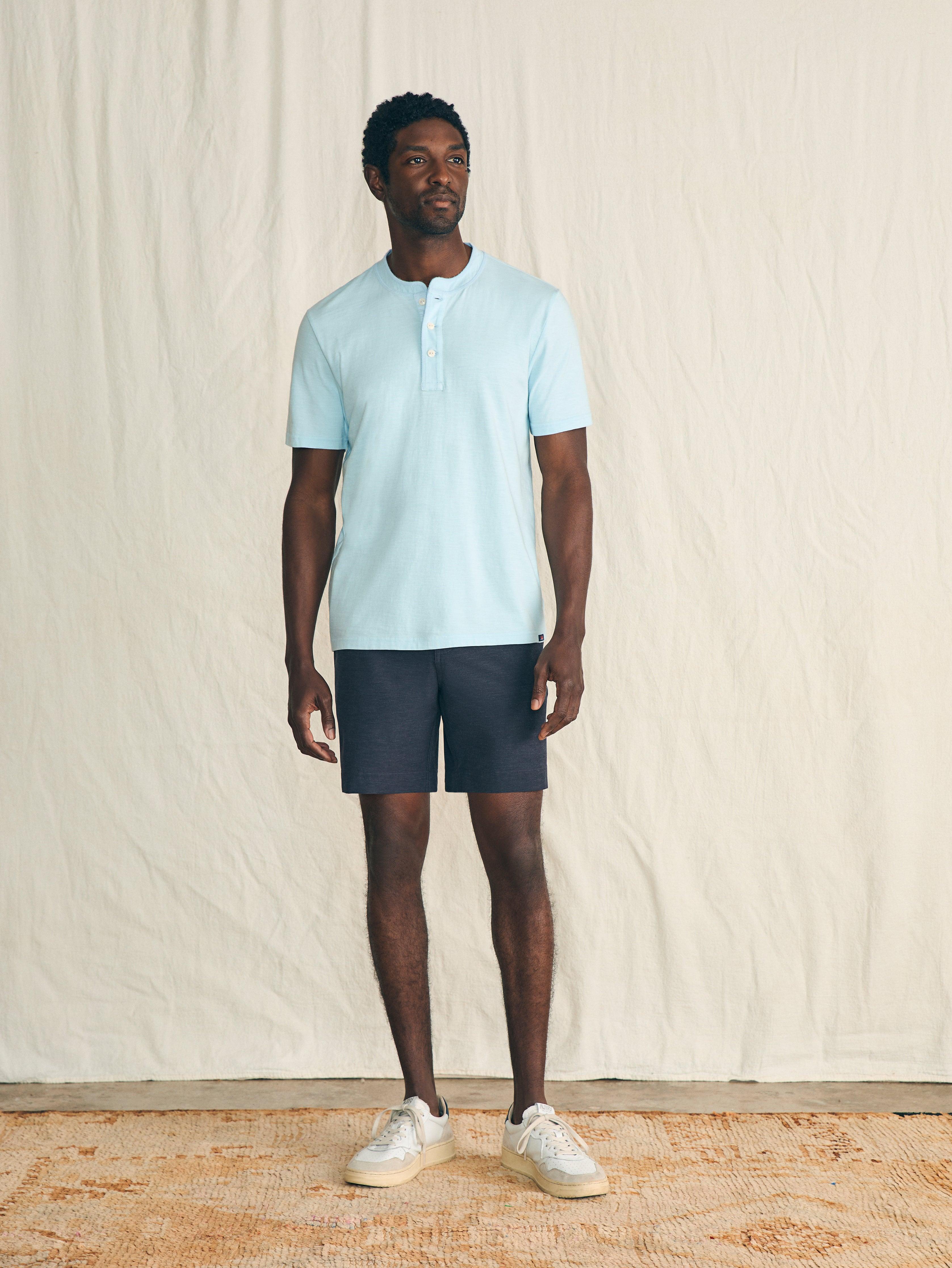 Short-Sleeve Sunwashed Henley - Blue Oasis Product Image