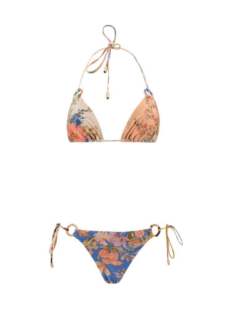 ZIMMERMANN August Spliced Ring Tie Bikini Set In Multicolour Product Image