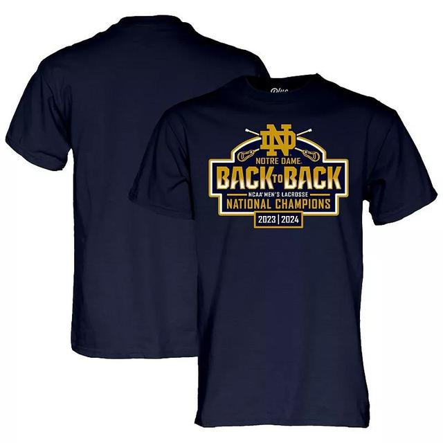 Unisex Blue 84 Notre Dame Fighting Irish Back-To-Back NCAA Mens Lacrosse National Champions T-Shirt Product Image