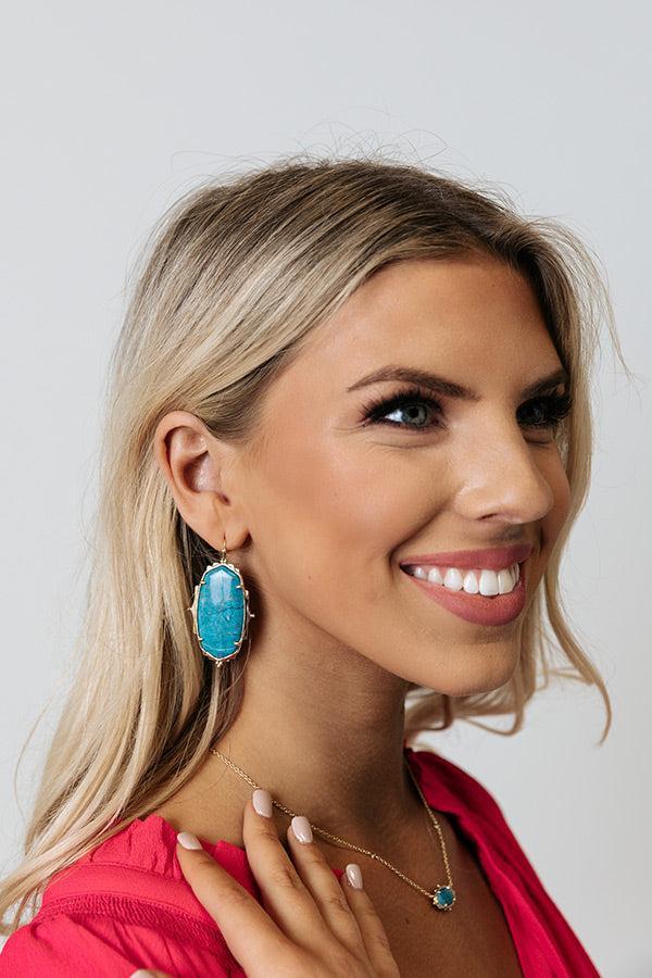 Baroque Ella Gold Drop Earrings in Teal Howlite Product Image