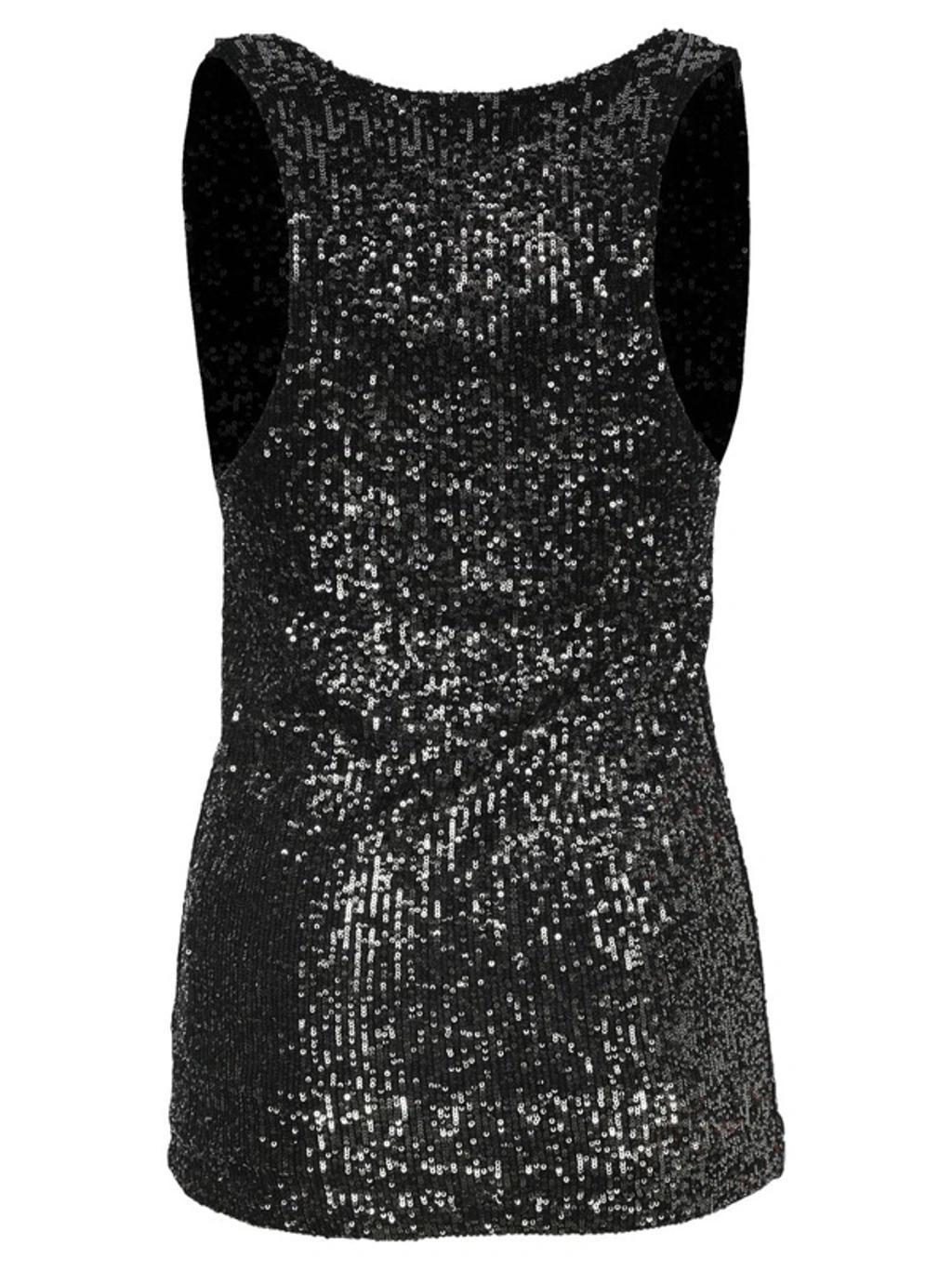 Jersey Sequin Tank Top In Black Multi Product Image