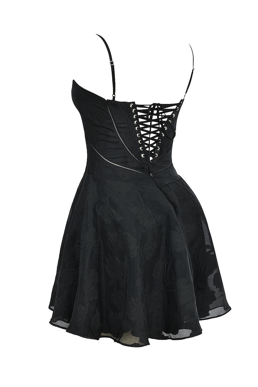 Serenita Black Floral Lace Back Mini Dress Product Image