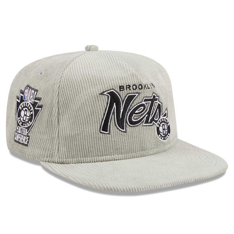 Mens New Era  Gray Brooklyn Nets The Golfer Corduroy 9FIFTY Snapback Hat Product Image