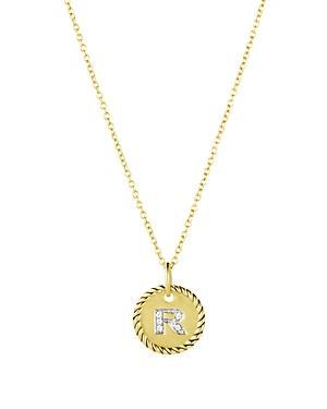 Womens Initial Charm Necklace in 18K Yellow Gold with Pav Diamonds Product Image