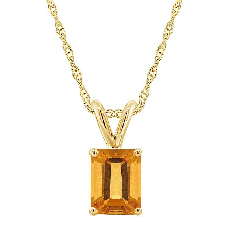 Celebration Gems 14k Gold Emerald Cut Blue Topaz Pendant Necklace, Womens Product Image