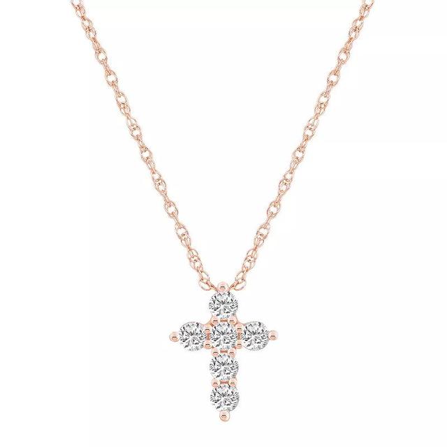 Alyson Layne 14k Gold 1/2 Carat T.W. Diamond Cross Pendant Necklace, Womens 14k Rose Gold Product Image