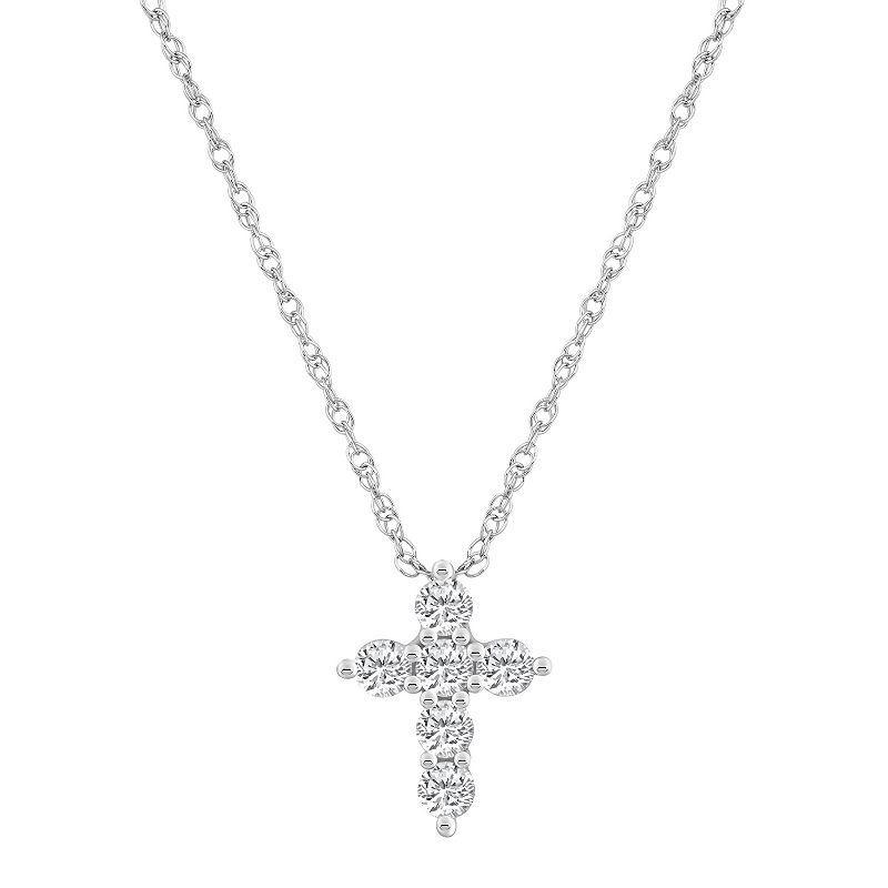 Alyson Layne 14k Gold 1/2 Carat T.W. Diamond Cross Pendant Necklace, Womens 14k White Gold Product Image