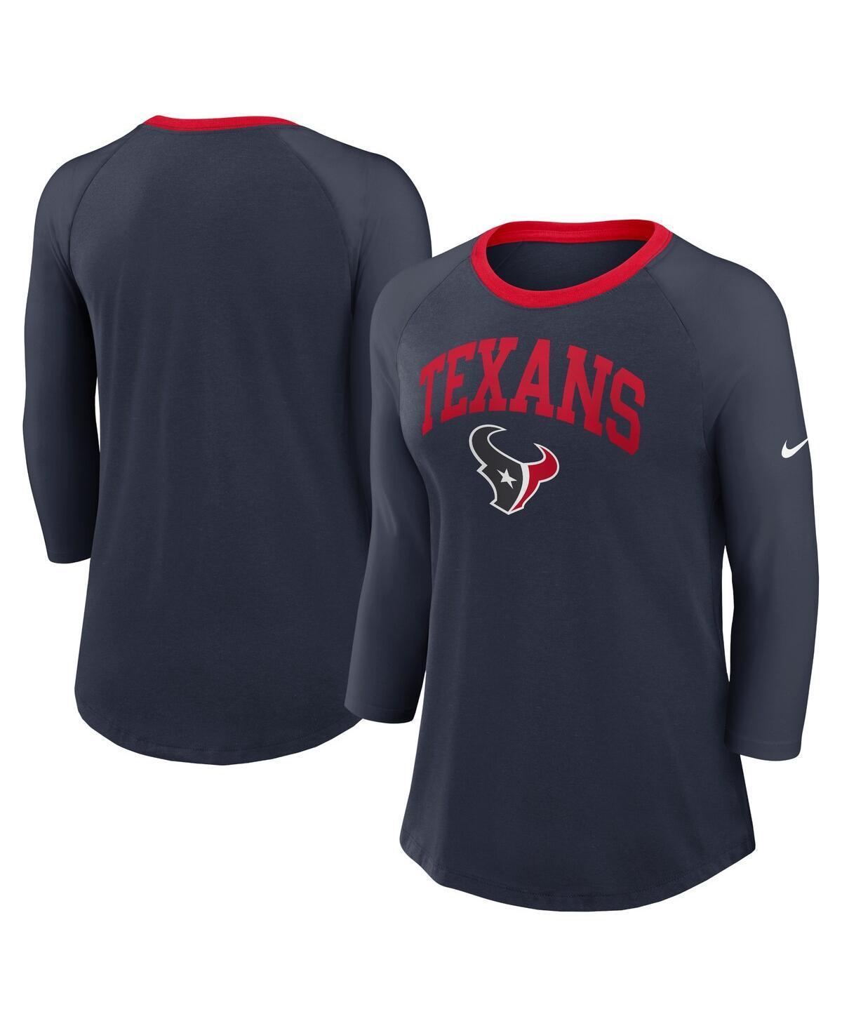 Nike Womens Navy Houston Texans Raglan 3/4 Sleeve T-Shirt Product Image