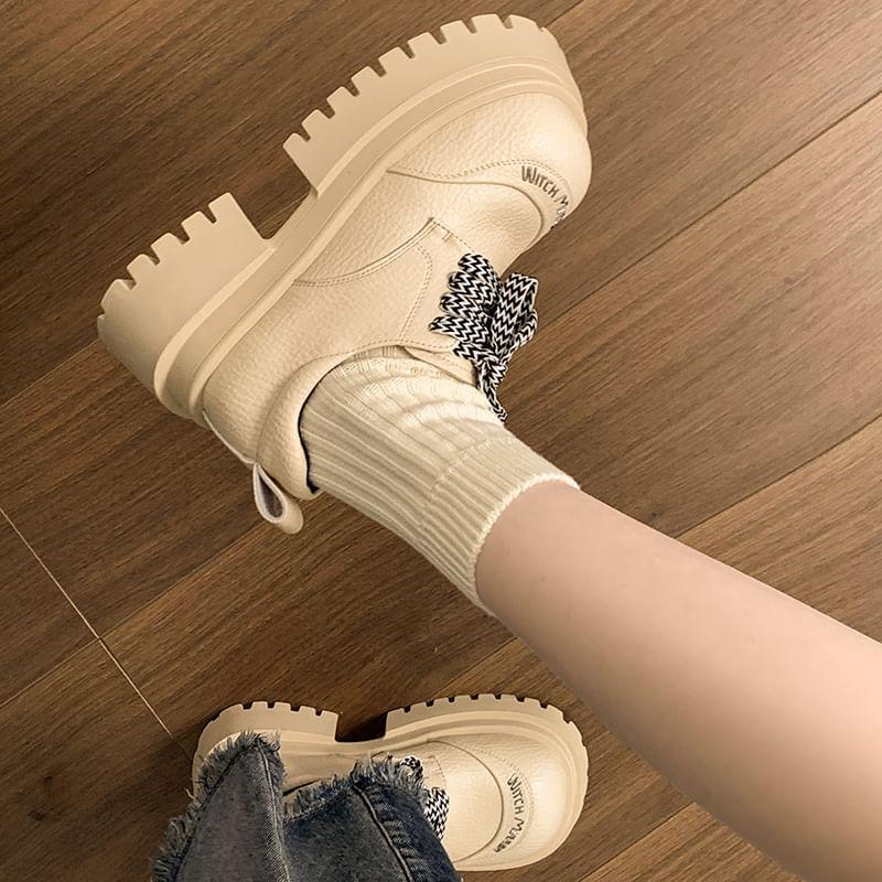 Platform Chunky Heel Lace-Up Shoes Product Image