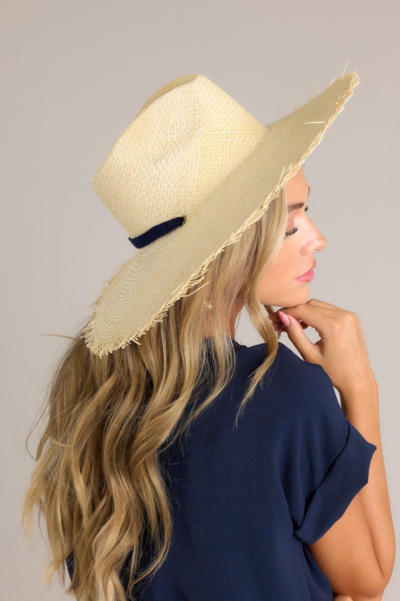 Sunshine Tienda Miriam Wide Brimmed Palm Fringe Hat Product Image