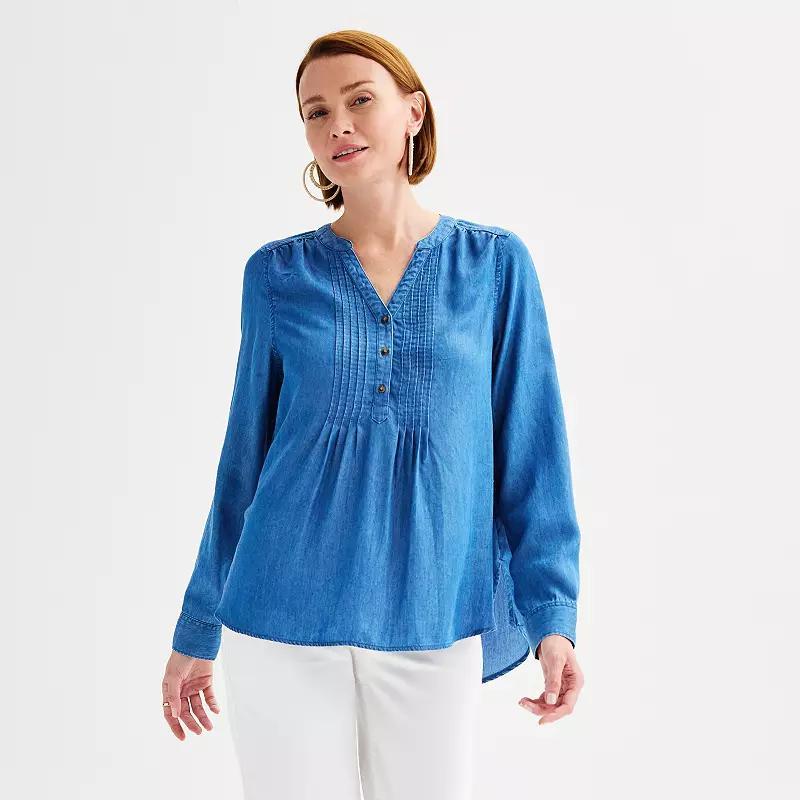 Womens Croft & Barrow Pintuck Popover Tunic Product Image