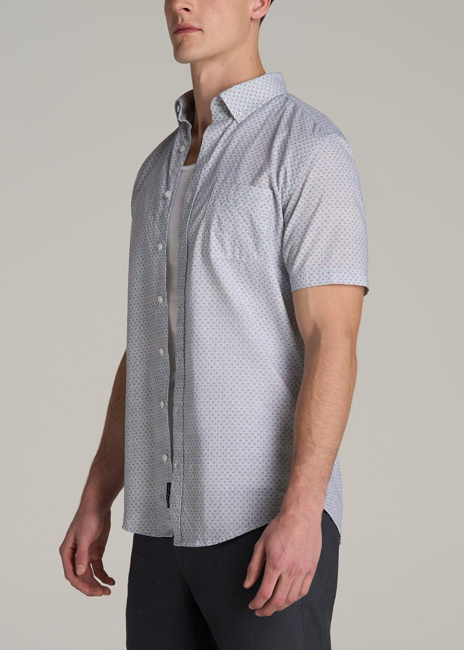 Short Sleeve Shirt for Tall Men in Navy Pindot Product Image