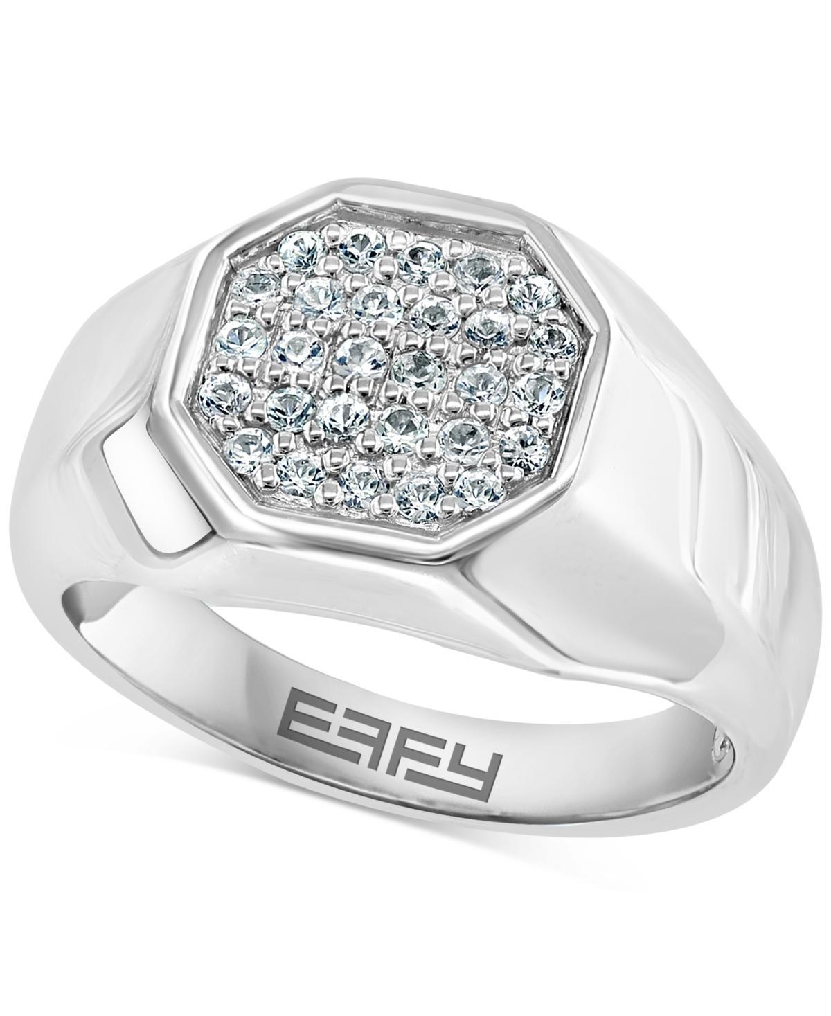 Effy Mens White Sapphire Octagon Cluster Ring (1/2 ct. t.w.) Sterling Silver Product Image