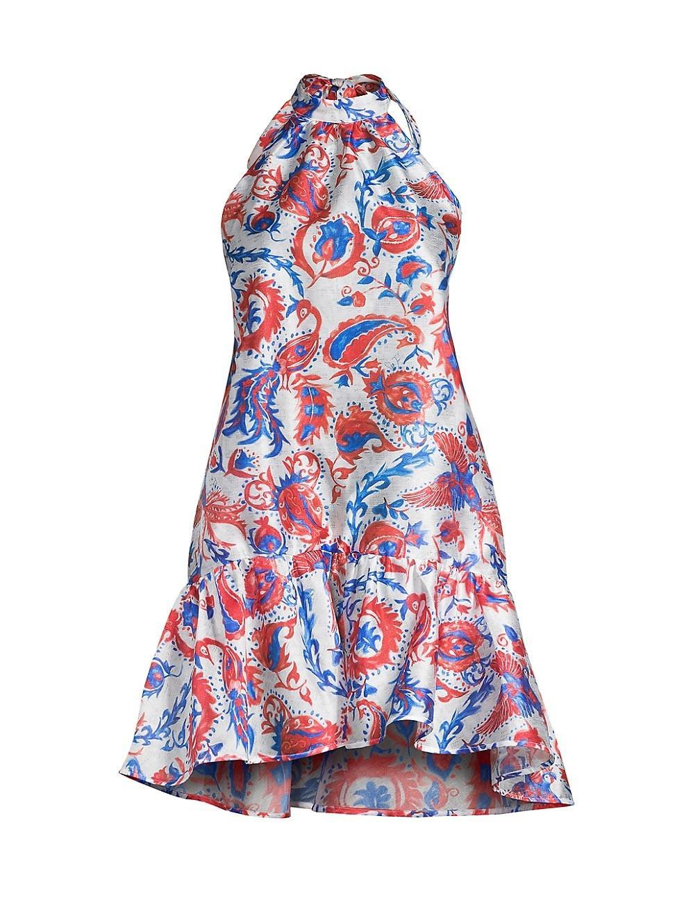 Womens Paisley-Printed Halter Minidress Product Image