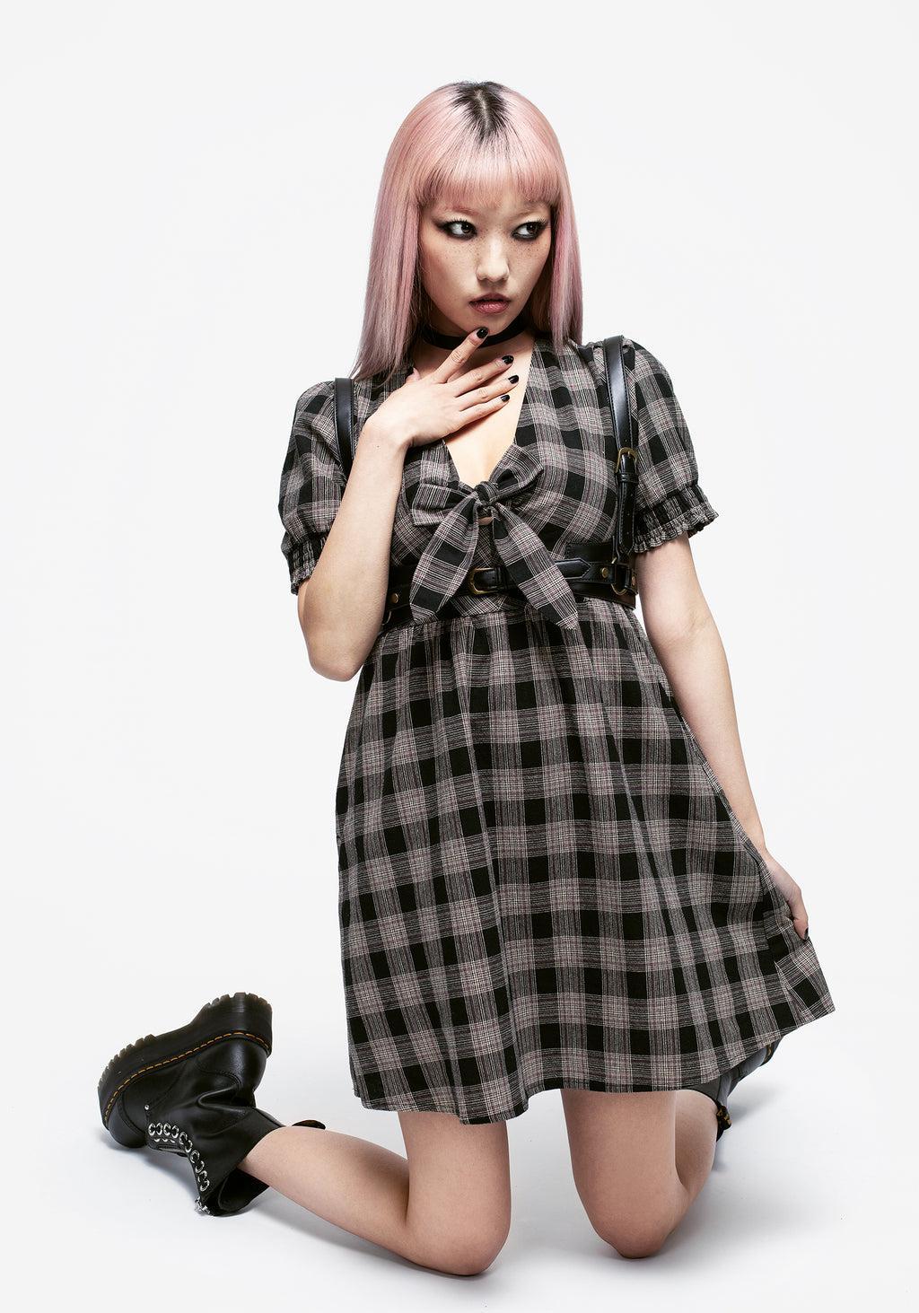 Glenda Check Mini Dress Product Image