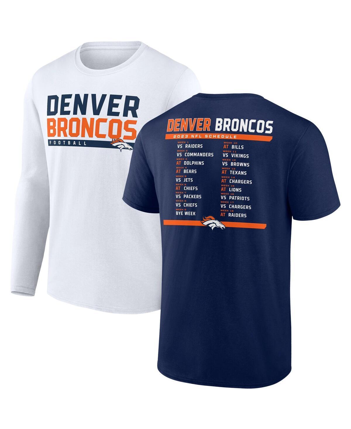 Mens Fanatics Navy Denver Broncos Two-Pack 2023 Schedule T-shirt Combo Set - Navy Product Image