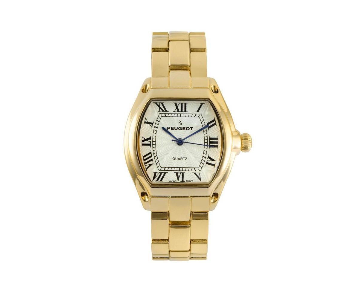 Peugeot Womens Gold Status Bracelet Watch Barrel Shape Roman Dial Gold-Tone Bracelet Strap Product Image