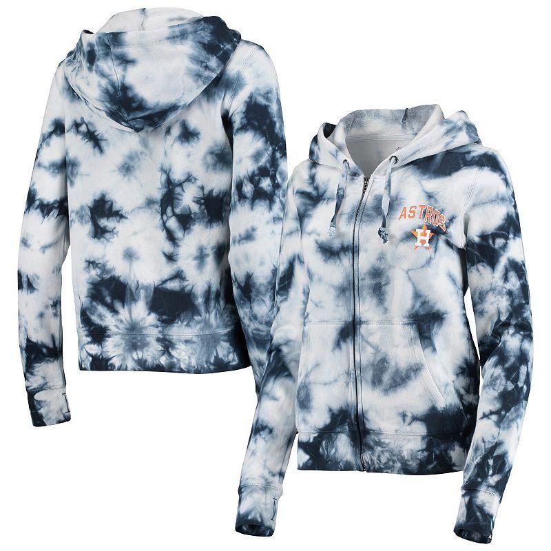 Womens New Era Houston Astros Tie-Dye Fleece Full-Zip Hoodie Blue Product Image