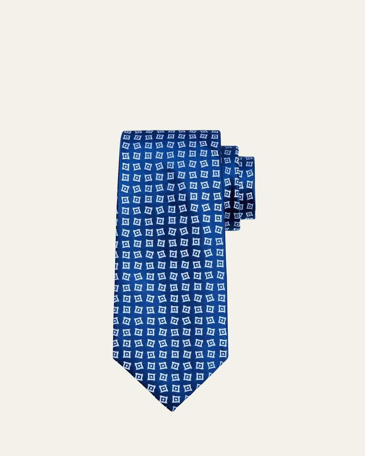 Mens Geometric Square Silk Tie Product Image