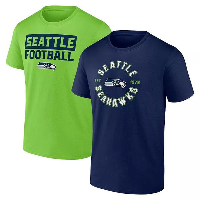 Mens Fanatics Seattle Seahawks Serve T-Shirt Combo Pack Blue Product Image