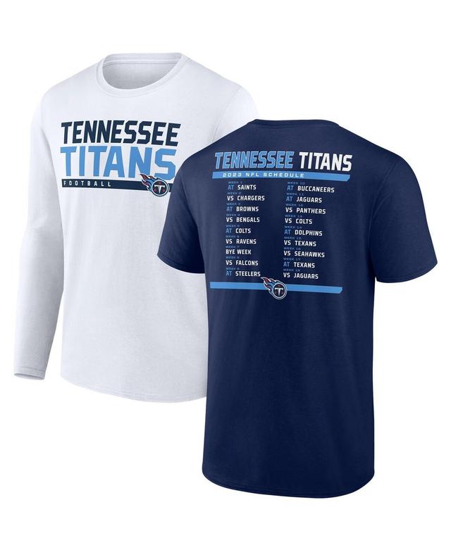 Mens Fanatics Branded /White Tennessee Titans Two-Pack 2023 Schedule T-Shirt Combo Set Blue Product Image