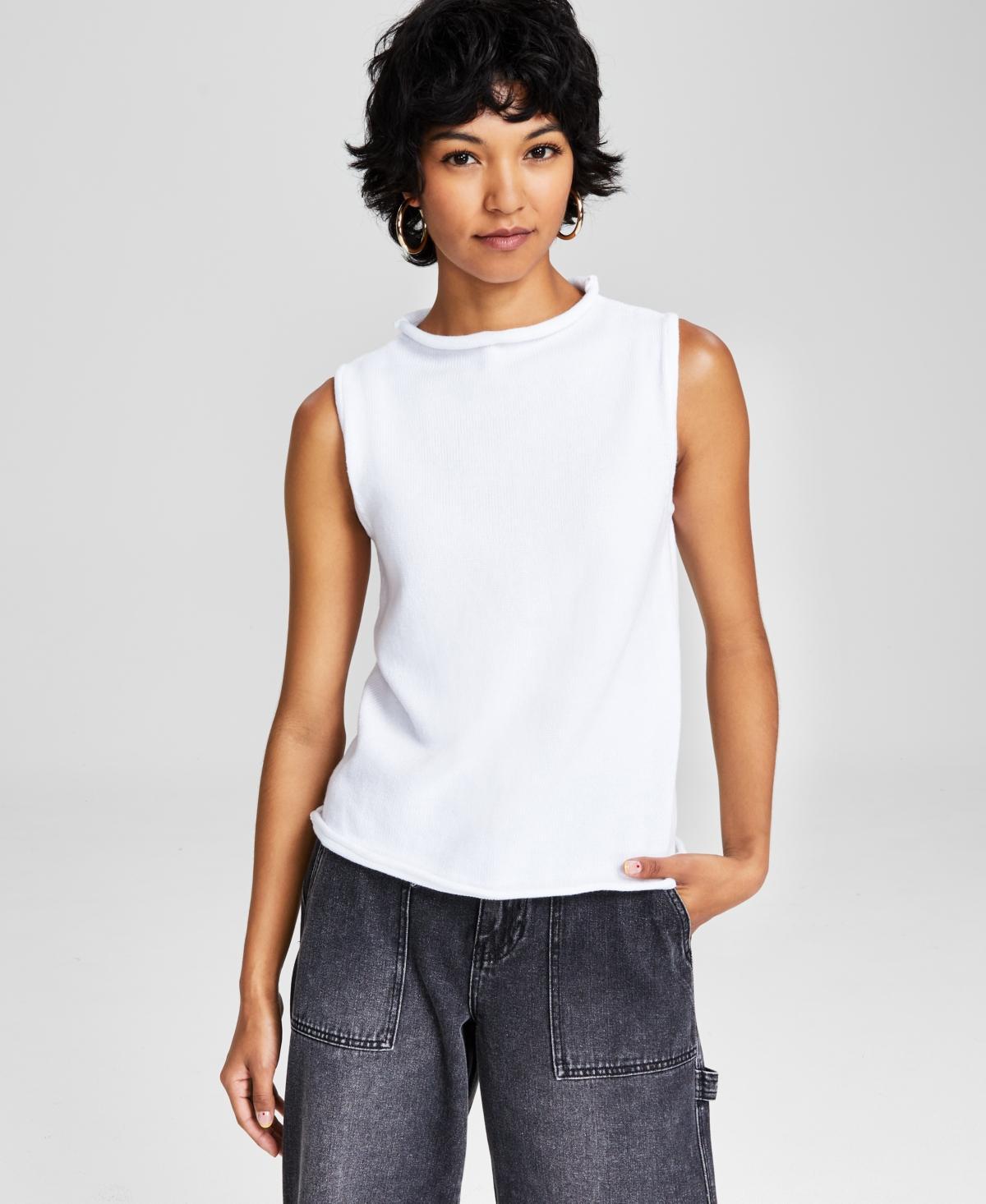 And Now This Womens Sleeveless Mock Neck Sweater product image