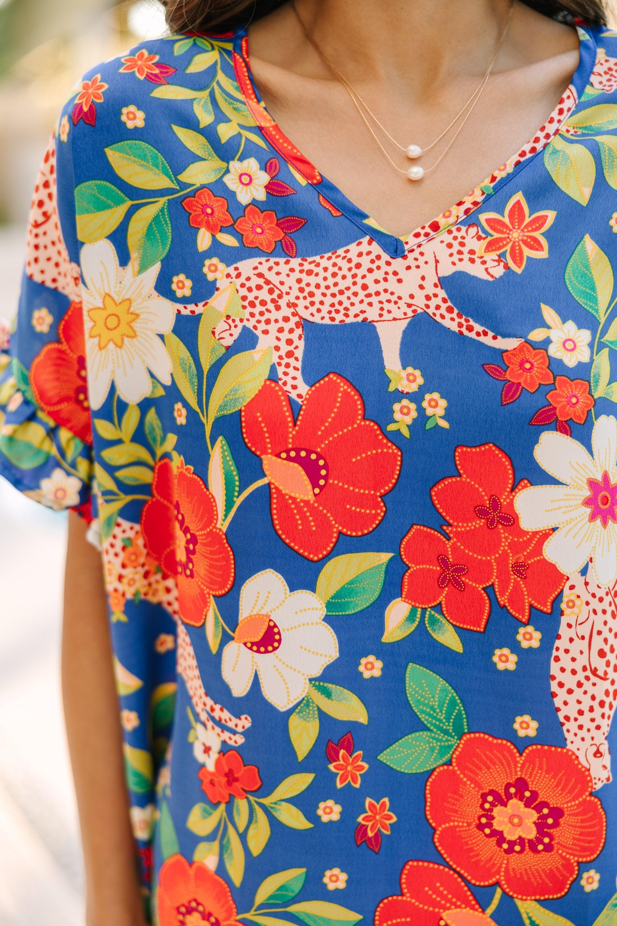 Always Summer Royal Blue Floral Blouse Female Product Image