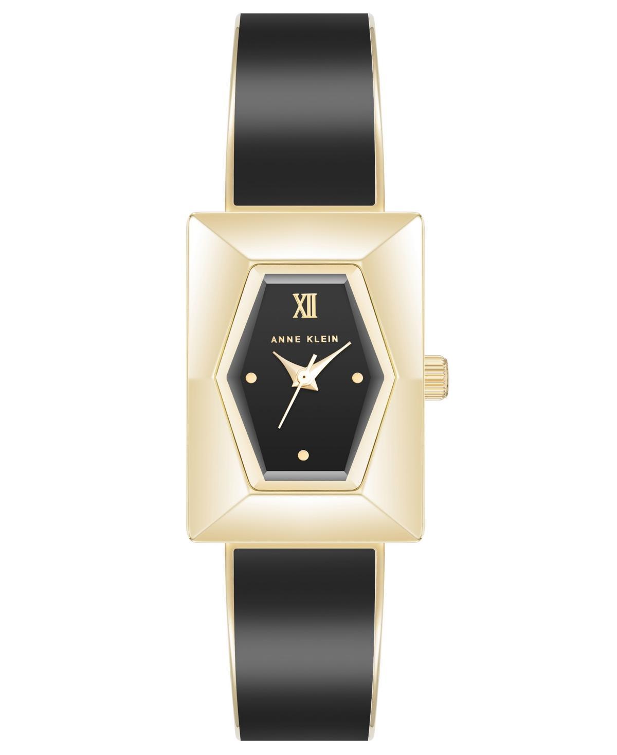 Anne Klein Womens Quartz Gold-Tone Alloy with Black Enamel Bangle Watch, 20.5mm - Two-tone Product Image