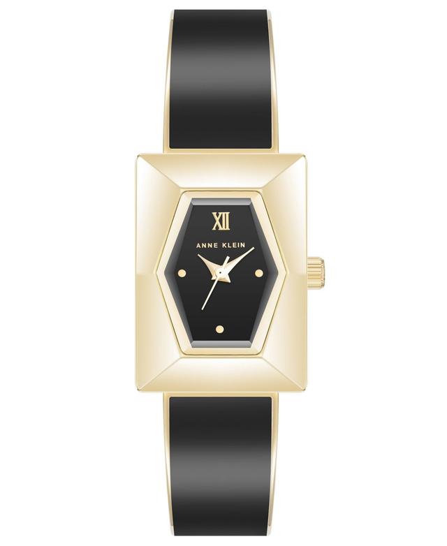 Anne Klein Womens Quartz Gold-Tone Alloy with Black Enamel Bangle Watch, 20.5mm Product Image