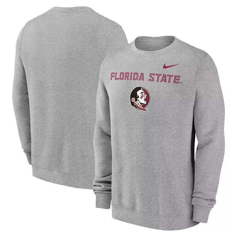 Mens Nike Heather Gray Florida State Seminoles Primetime Primary Stack Pullover Sweatshirt Product Image