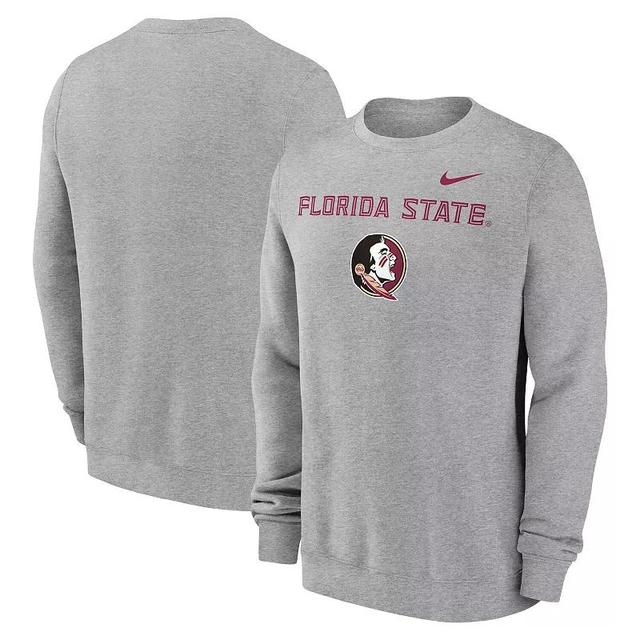 Mens Nike Heather Gray Florida State Seminoles Primetime Primary Stack Pullover Sweatshirt Product Image