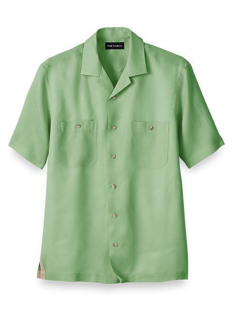 Linen Solid Casual Shirt - Green Product Image