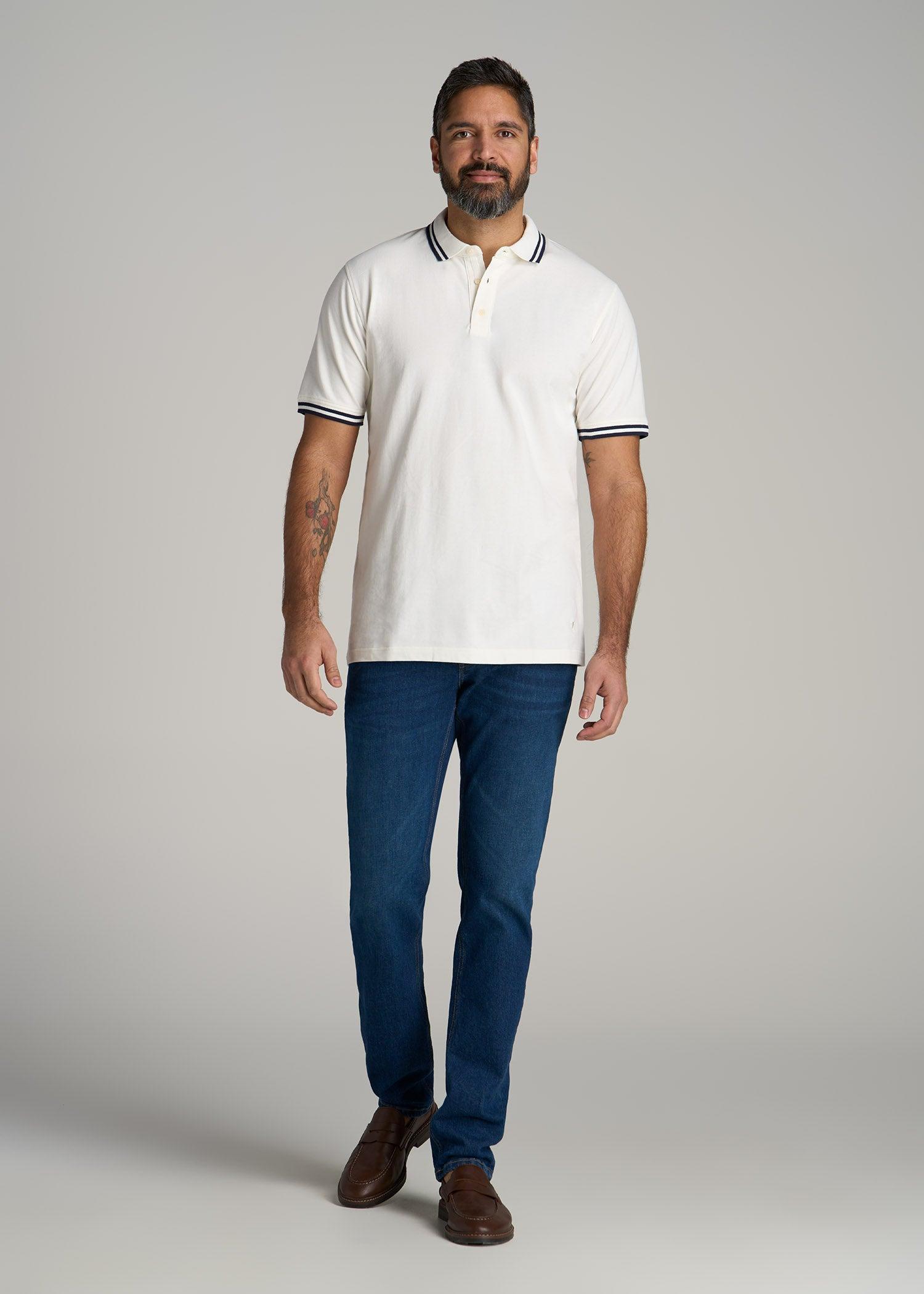 Contrast Tipped Polo Men's in Ecru Male Product Image