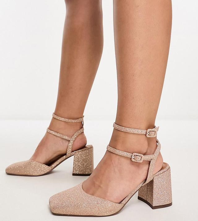 ASOS DESIGN Wide Fit Saffy block heeled mid shoes Product Image