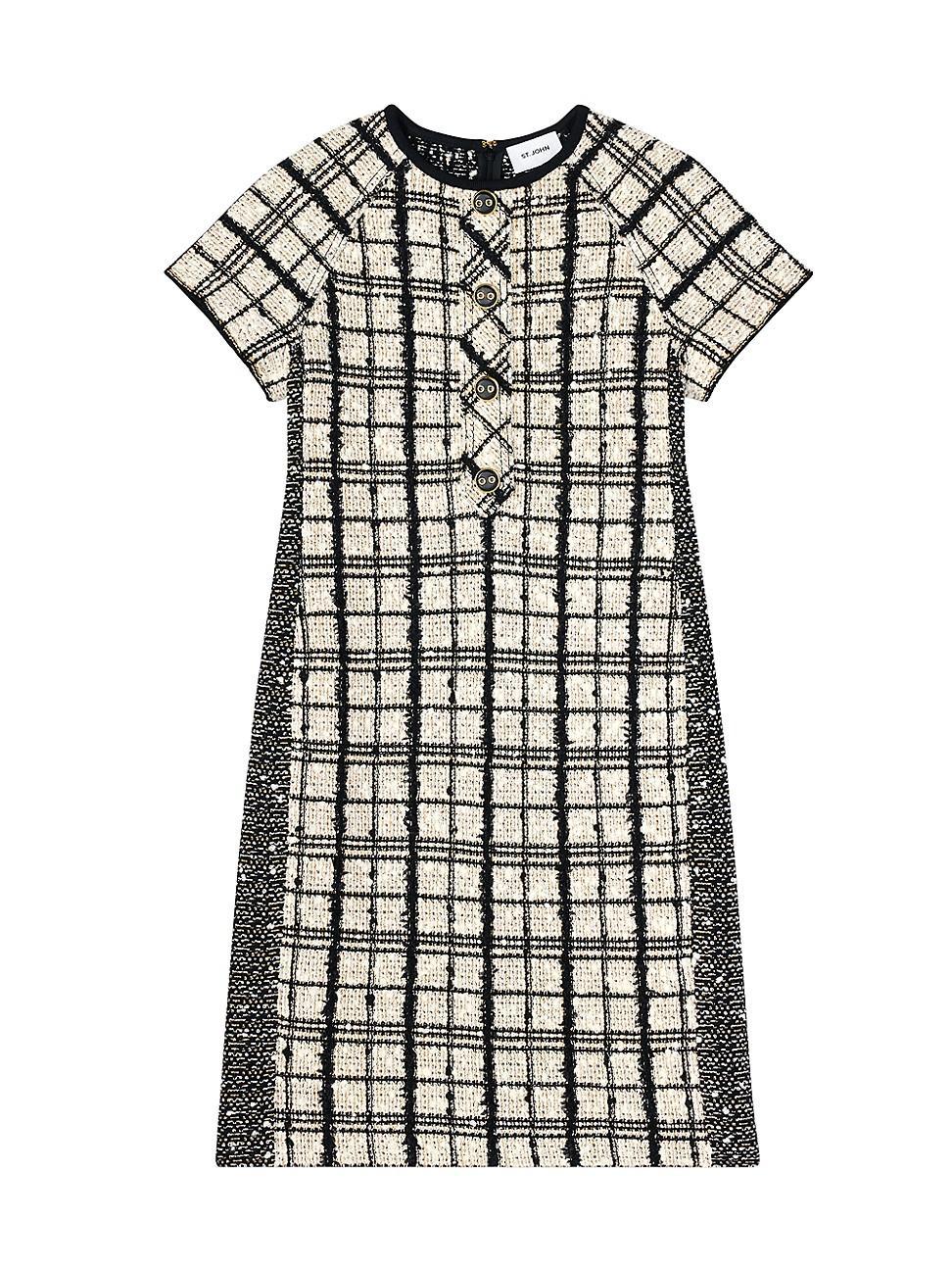 Womens Plaid Slub Tweed Sheath Dress product image