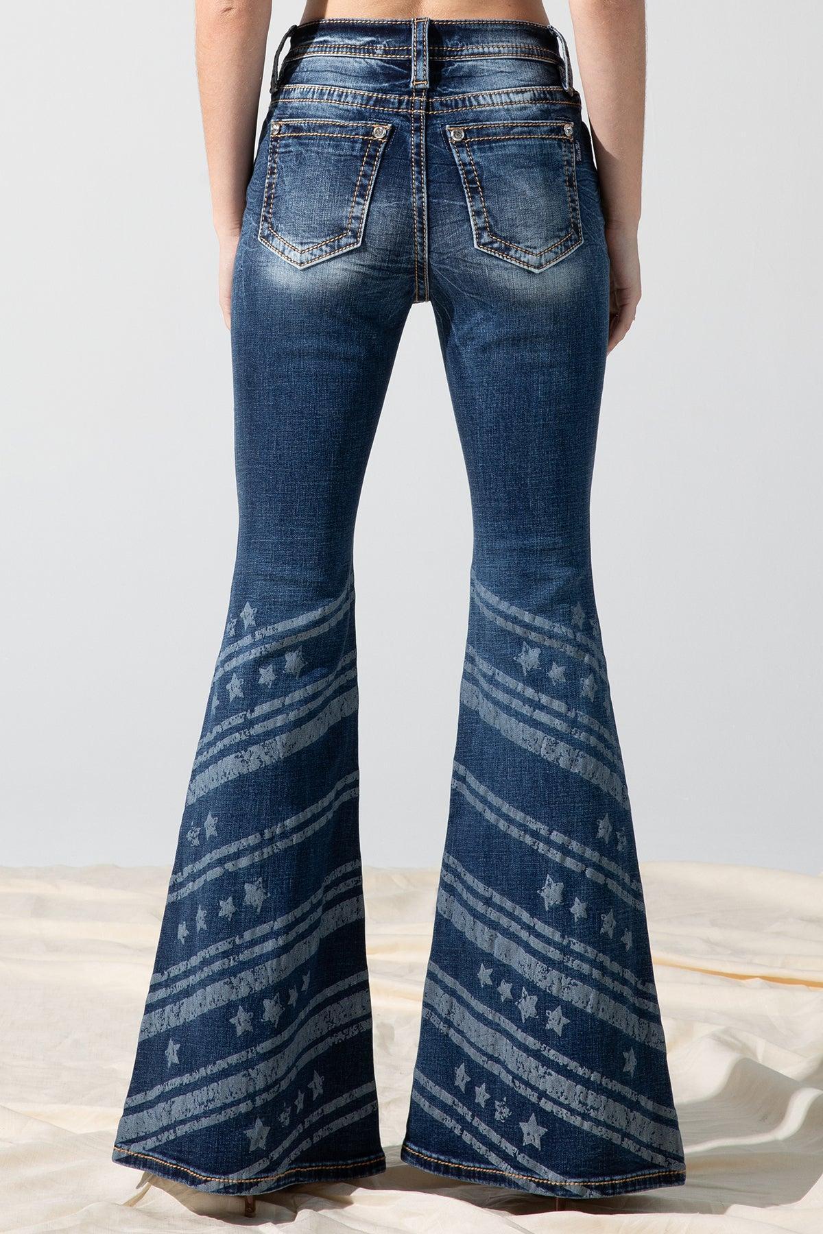 Stars n Stripes High Rise Flare Jeans Product Image